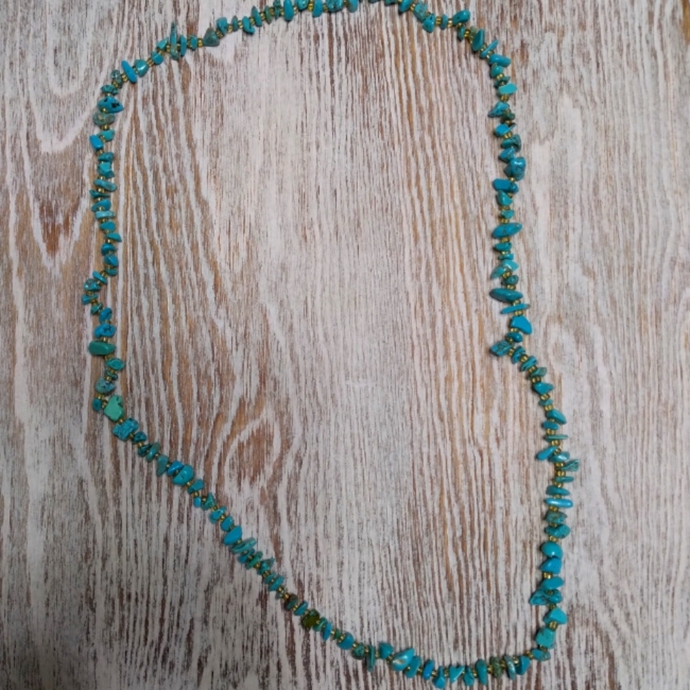Turquoise Bead Necklace 30 inch long.
